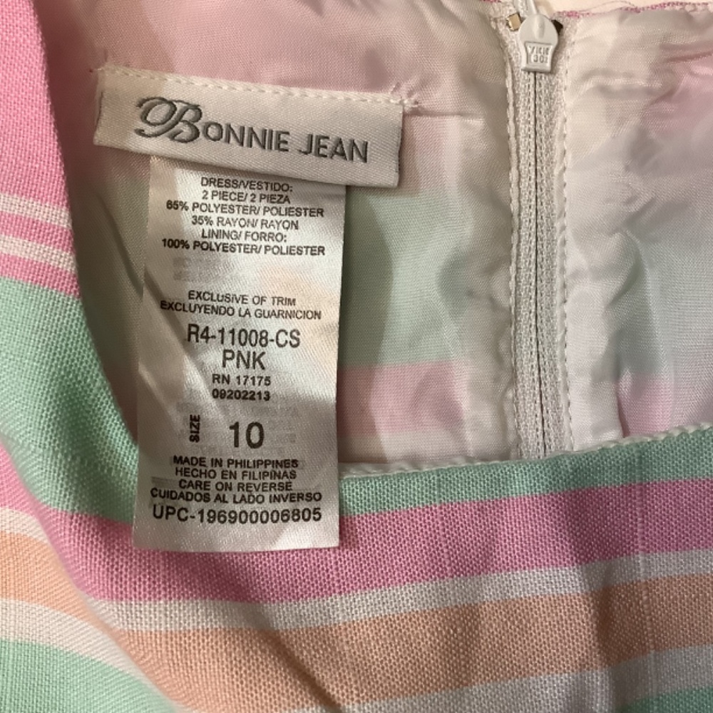 EUC Girls Bonnie Jean dress green‎ pink size 10 - Picture 11 of 14